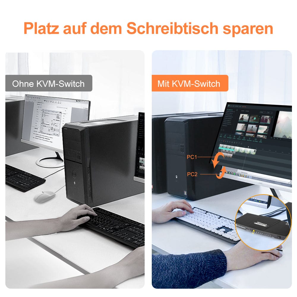 TESmart KVM Switch 8-Port HDMI KVM Switch 4K30Hz mit Unterstützung für RS232/LAN HDMI KVM Switch 8 Port 4K Autoscan, Rackmount, RS232 TESmart