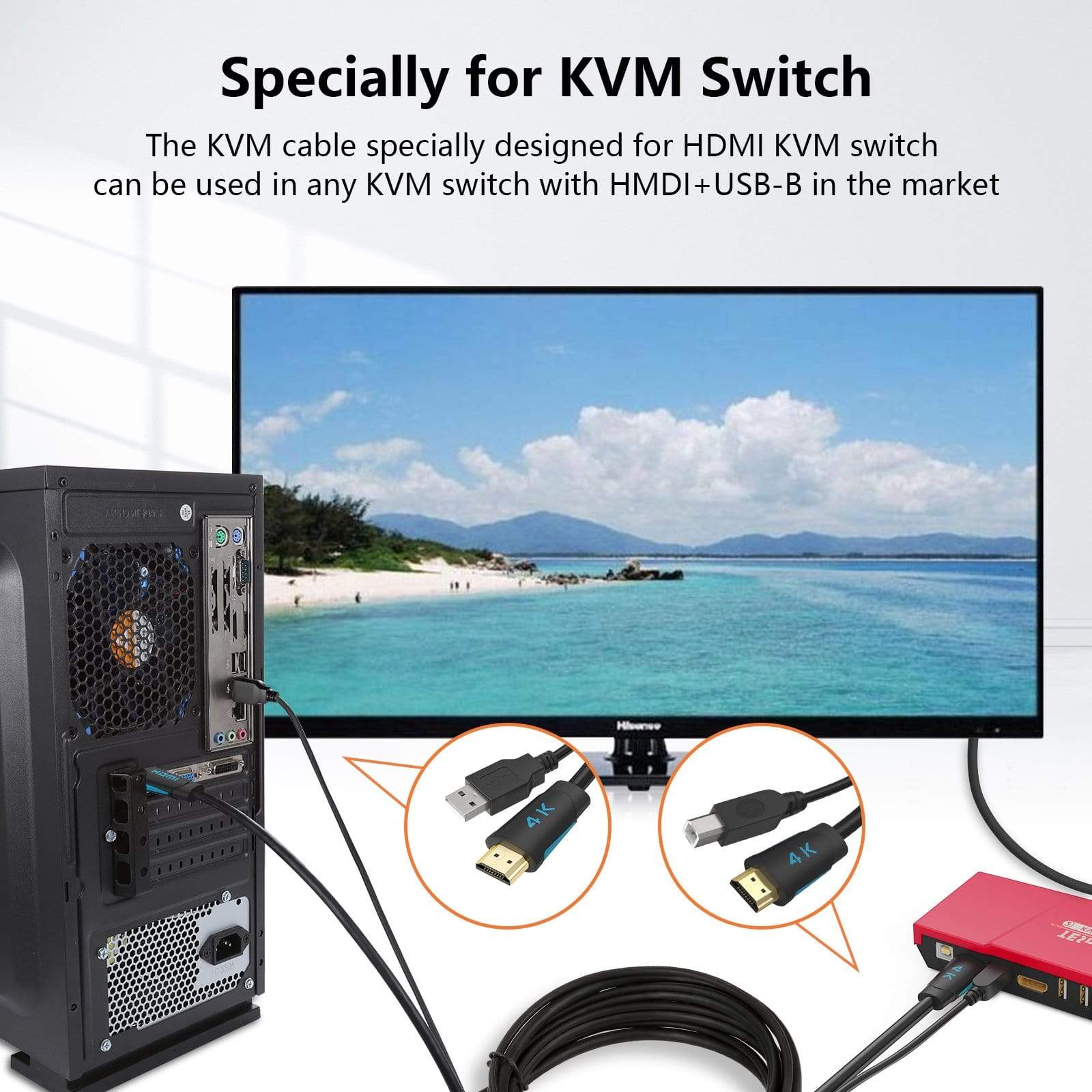 TESmart TESmart Accessoriess TESmart 1,5 m/3 m/5 m Standard-KVM-Kabel HDMI + USB 2.0-Kabel TESmart USB KVM Kabel USB - A zu USB - B,USB + HDMI Kabel