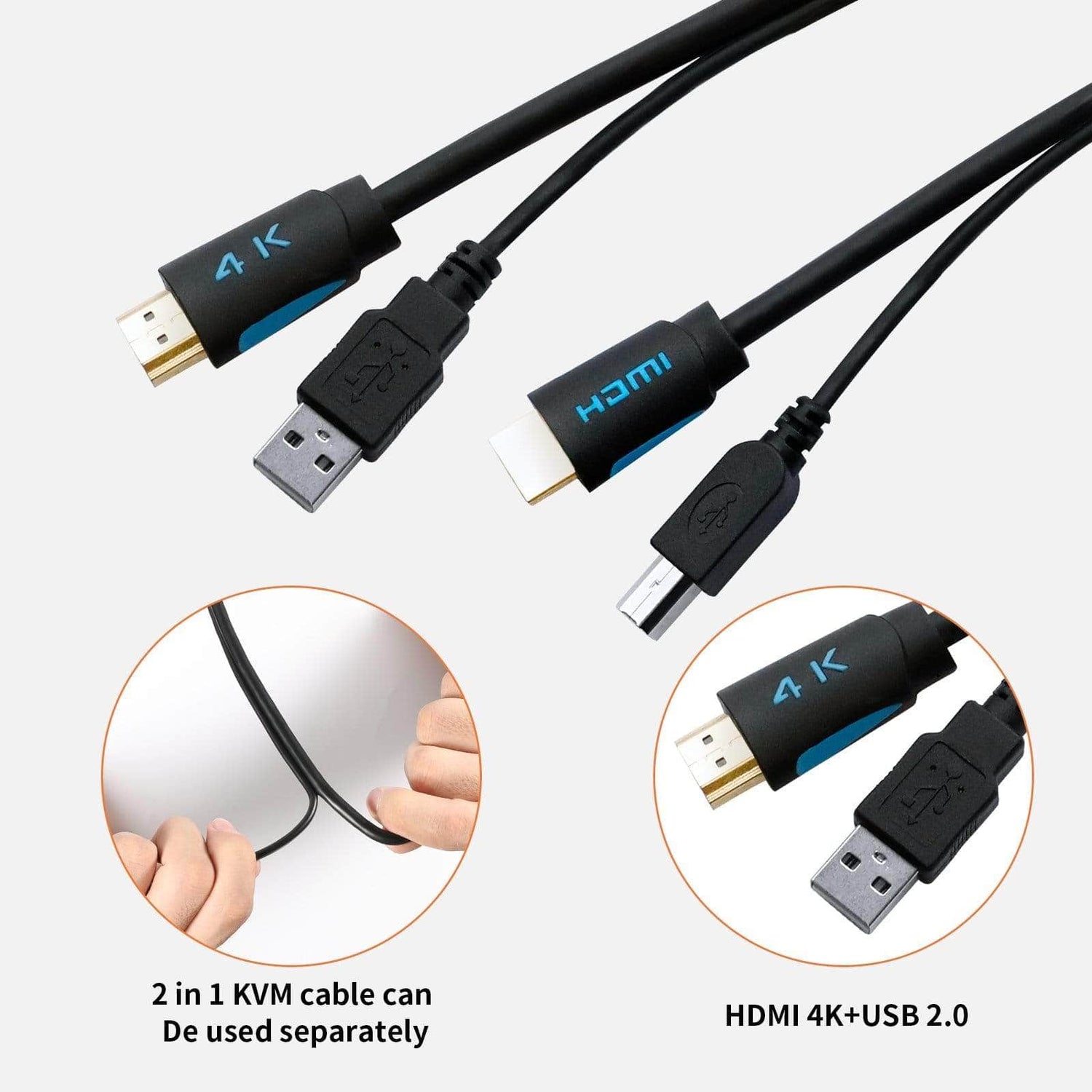TESmart TESmart Accessoriess TESmart 1,5 m/3 m/5 m Standard-KVM-Kabel HDMI + USB 2.0-Kabel  TESmart USB KVM Kabel USB - A zu USB - B,USB + HDMI Kabel