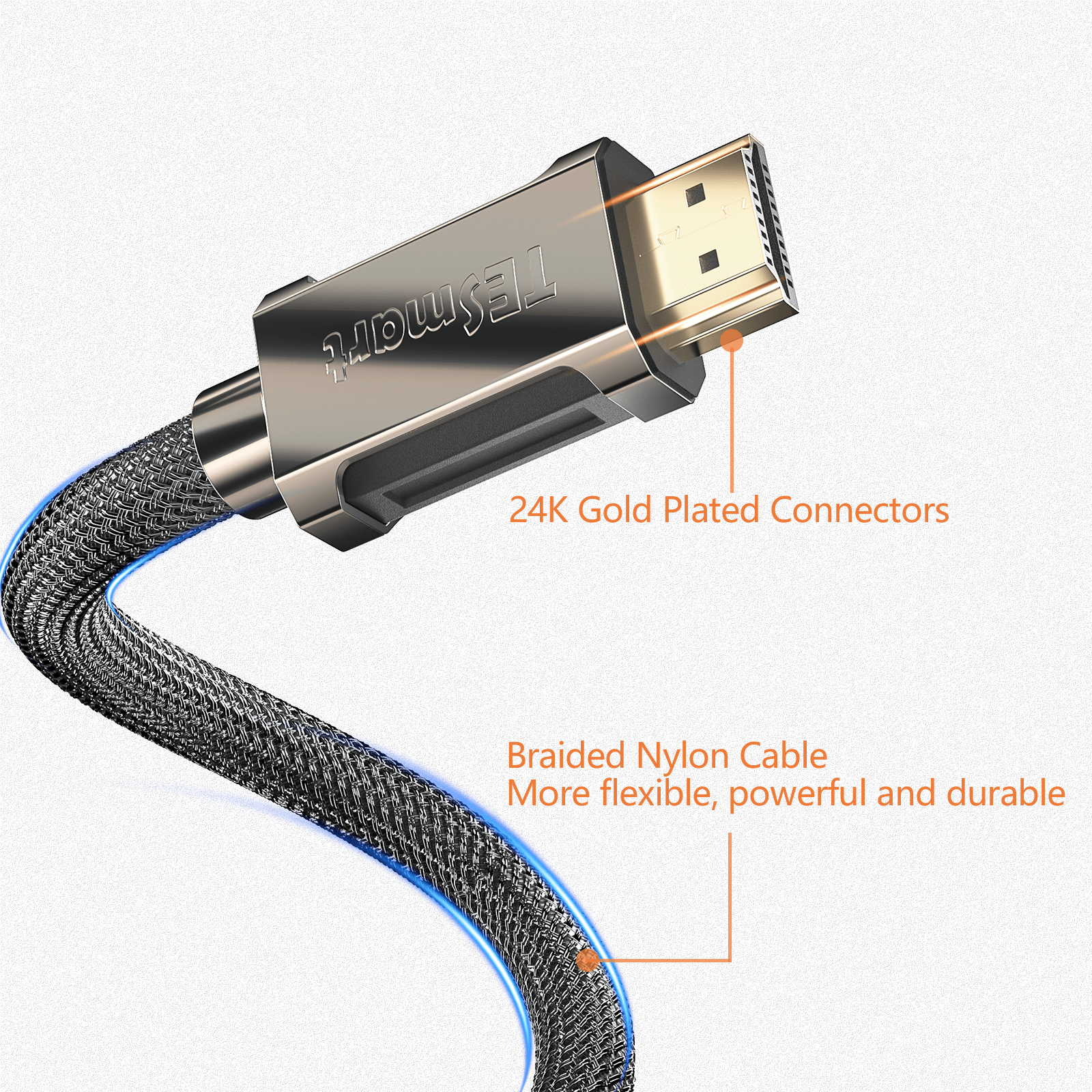 TESmart TESmart Accessoriess TESmart 8K@60Hz HDMI 2.1 Kabel, 48Gbps, 4K@120Hz / 2K@240Hz HDMI 2.1 8K Kabel Unterstüzung y HDR, Dolby Vision, 3D, ARC -TESmart
