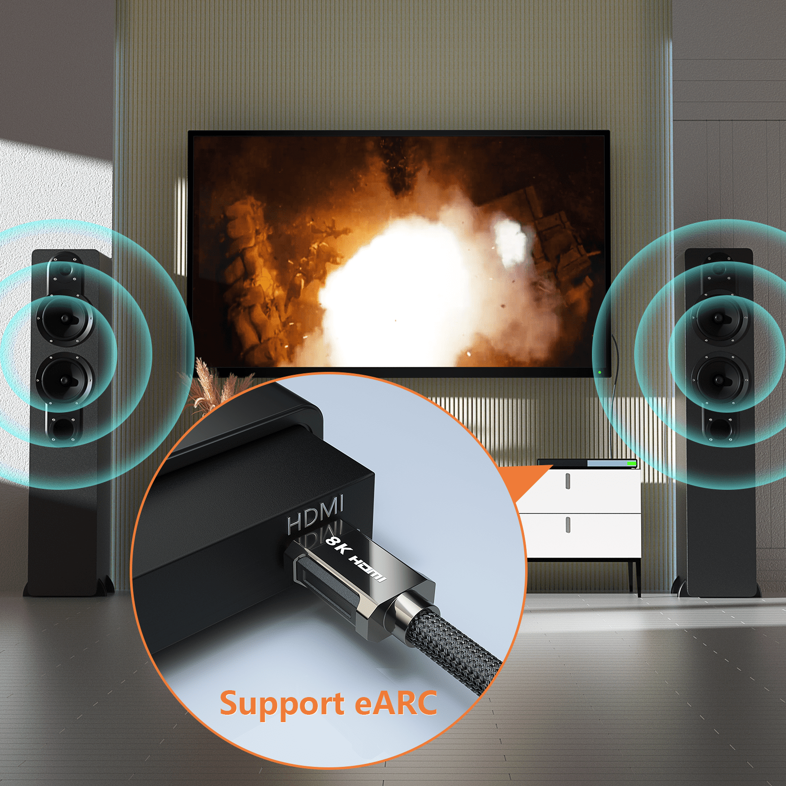 TESmart TESmart Accessoriess TESmart 8K@60Hz HDMI 2.1 Kabel, 48Gbps, 4K@120Hz / 2K@240Hz HDMI 2.1 8K Kabel Unterstüzung y HDR, Dolby Vision, 3D, ARC -TESmart