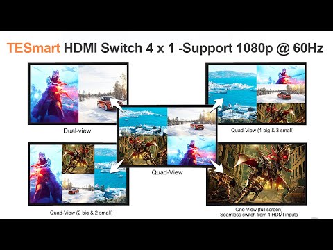 4 Port HDMI Switch 1080P@60Hz Multi Viewer und nahtloses Umschalten