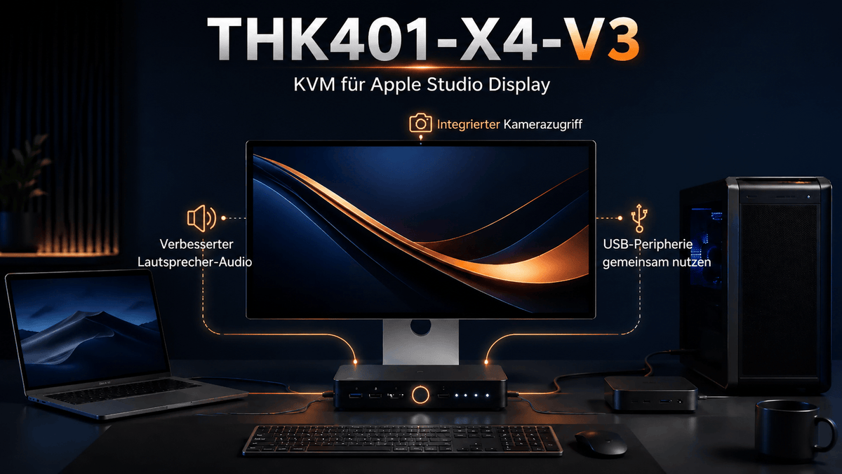 THK401-X4-V3 Apple Studio Display KVM mit verbesserter Audio- und Kamera-Unterstützung