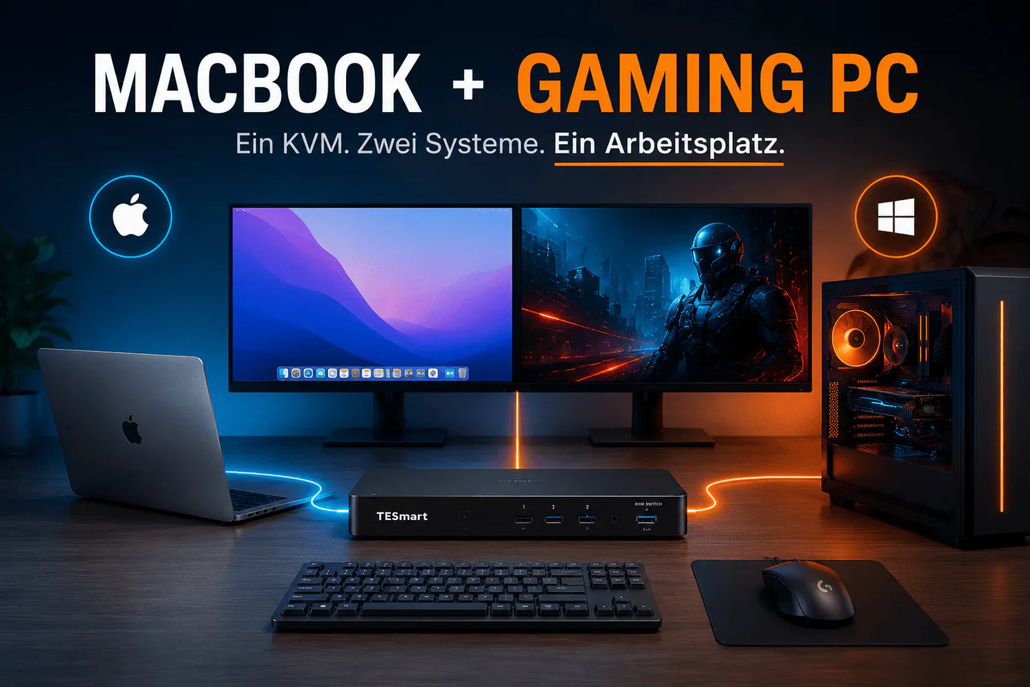 MacBook und Windows-Gaming-PC mit einem KVM-Switch verbinden: Das beste Setup