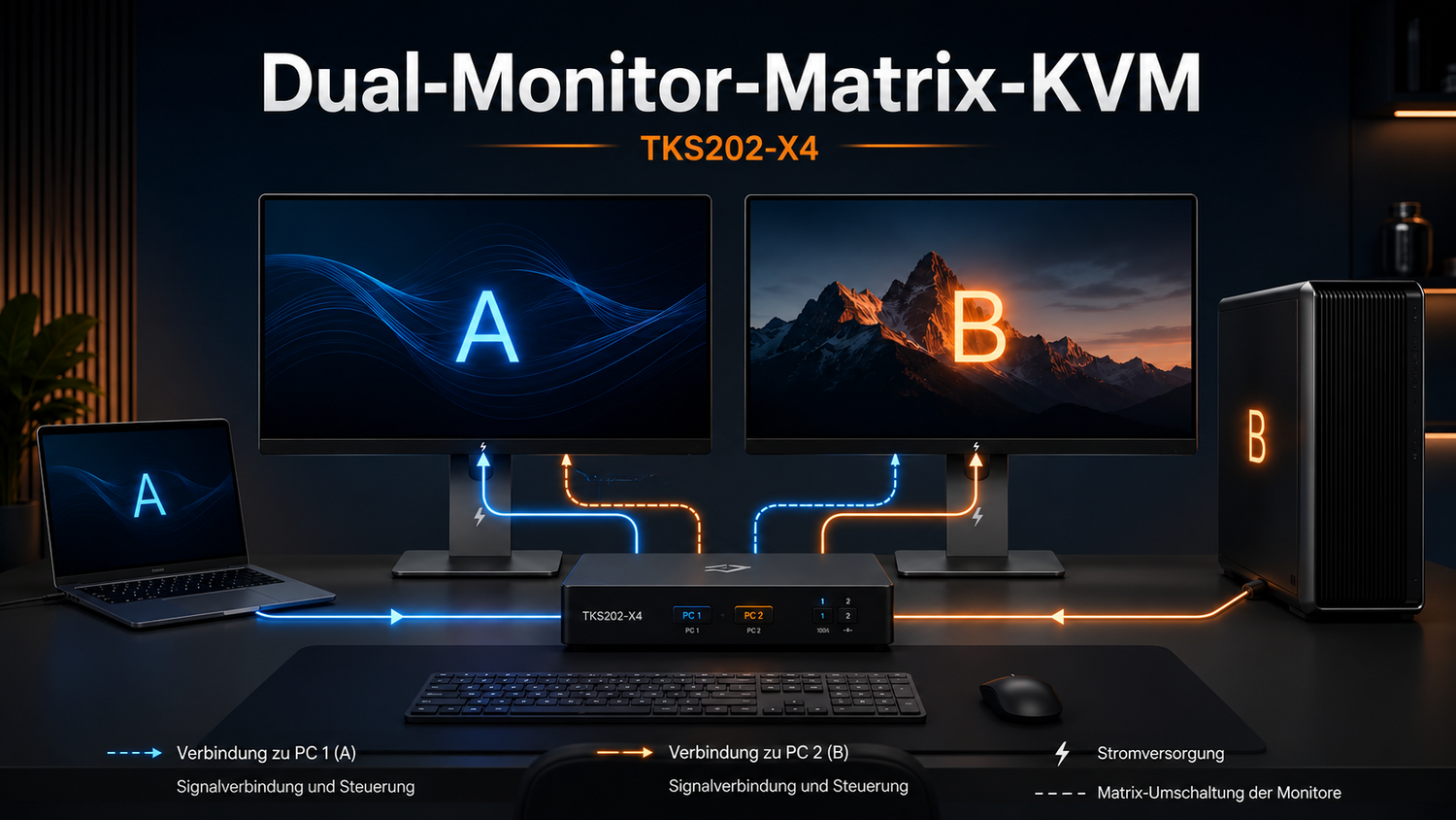 Matrix-Switching bei Dual-Monitor-KVMs: Zwei Computer und zwei Thunderbolt-Displays flexibel steuern