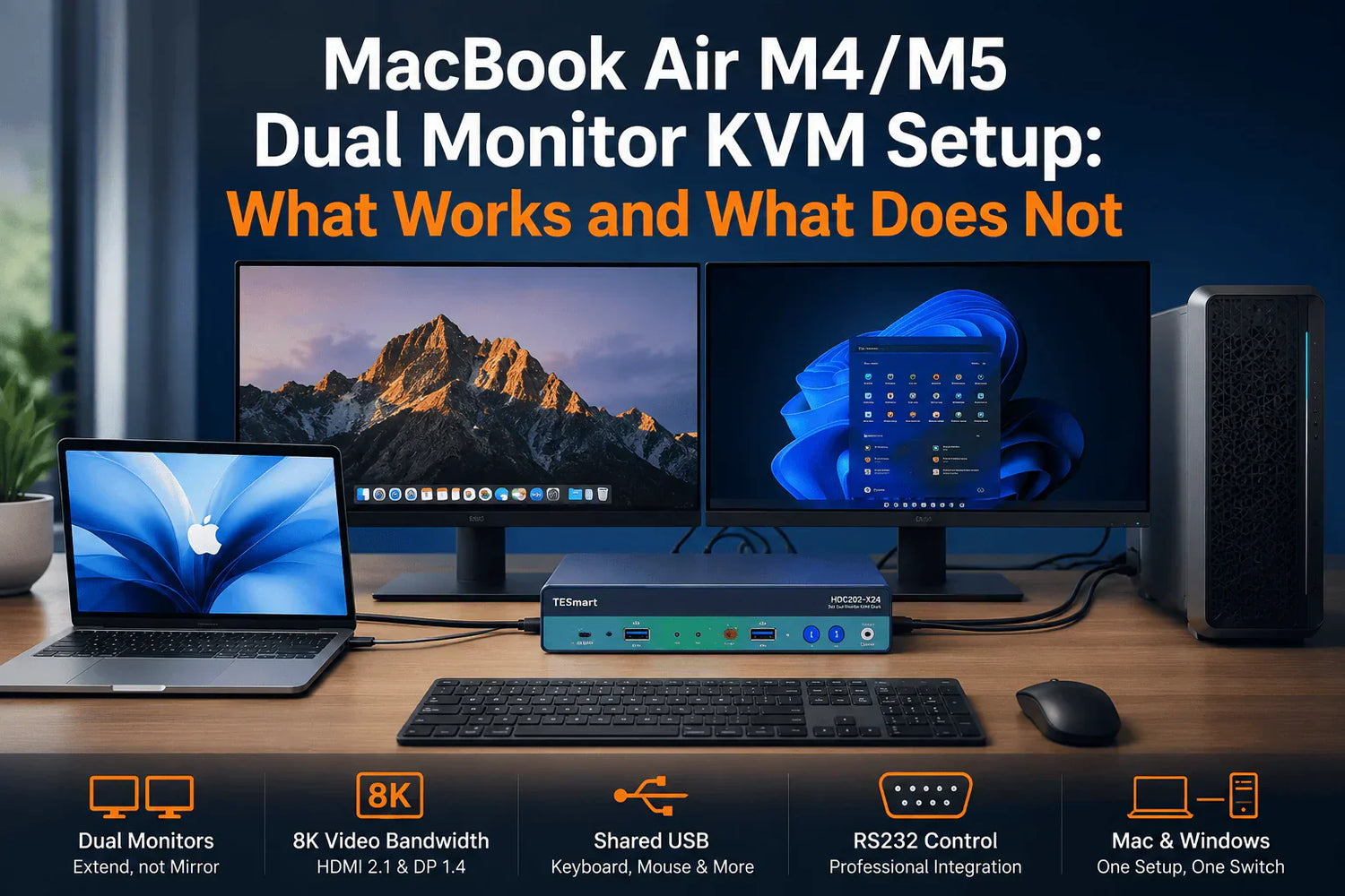 MacBook Air M4/M5 Dual-Monitor-KVM-Setup: Was funktioniert–und was nicht?