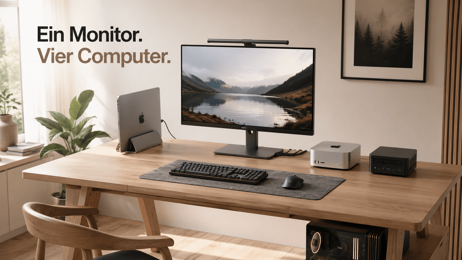 Vier Computer, drei Monitore: So entsteht ein gemeinsamer Multi-PC-Arbeitsplatz mit dem HKS403-P23
