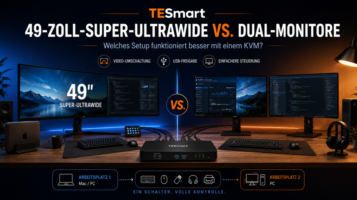 49-Zoll-Super-Ultrawide vs. Dual-Monitore: Welches KVM-Setup funktioniert besser?