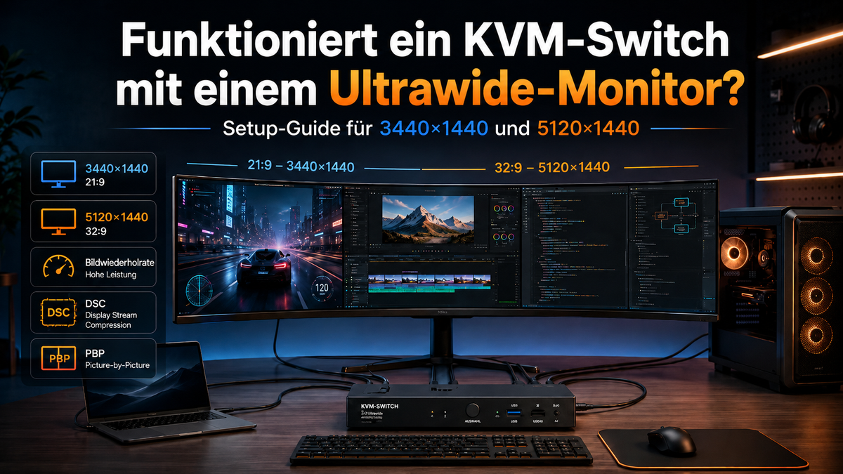 KVM-Switch für Ultrawide-Monitore: 3440 × 1440 und 5120 × 1440 im Überblick