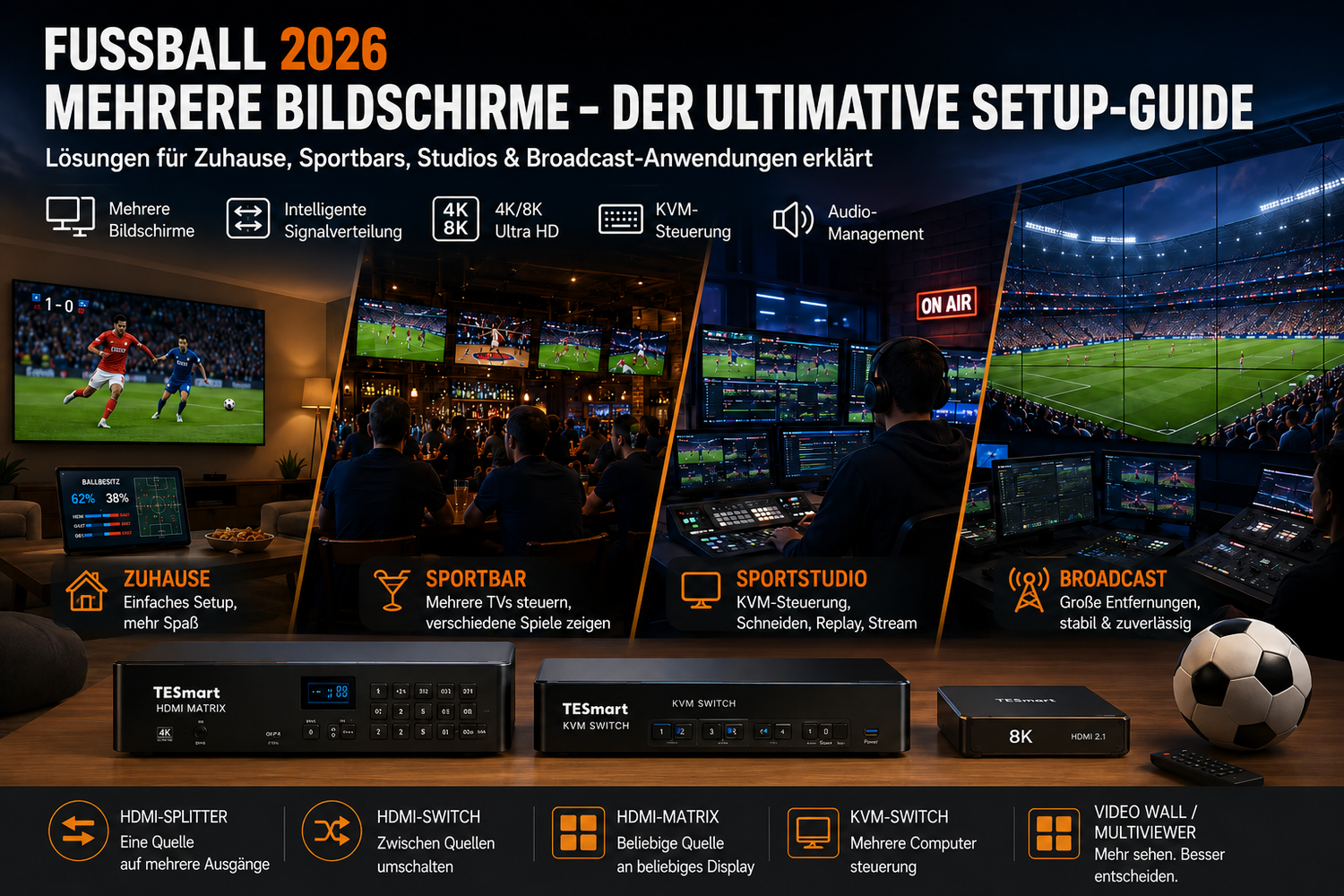 Die beste Multi-Screen-Lösung für die Fußball-WM 2026 | HDMI Matrix, KVM & 4K-Setup Guide