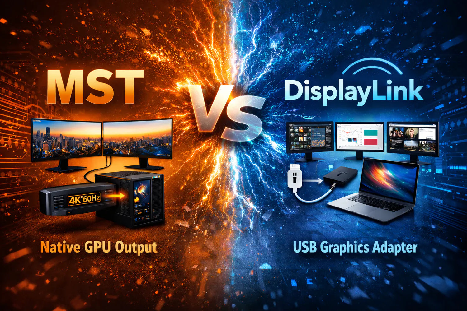 MST vs. DisplayLink für Desktop-, Laptop- und Triple-Monitor-Setups: So wählen Sie zwischen HDC203-P24 und HDC203-PM24