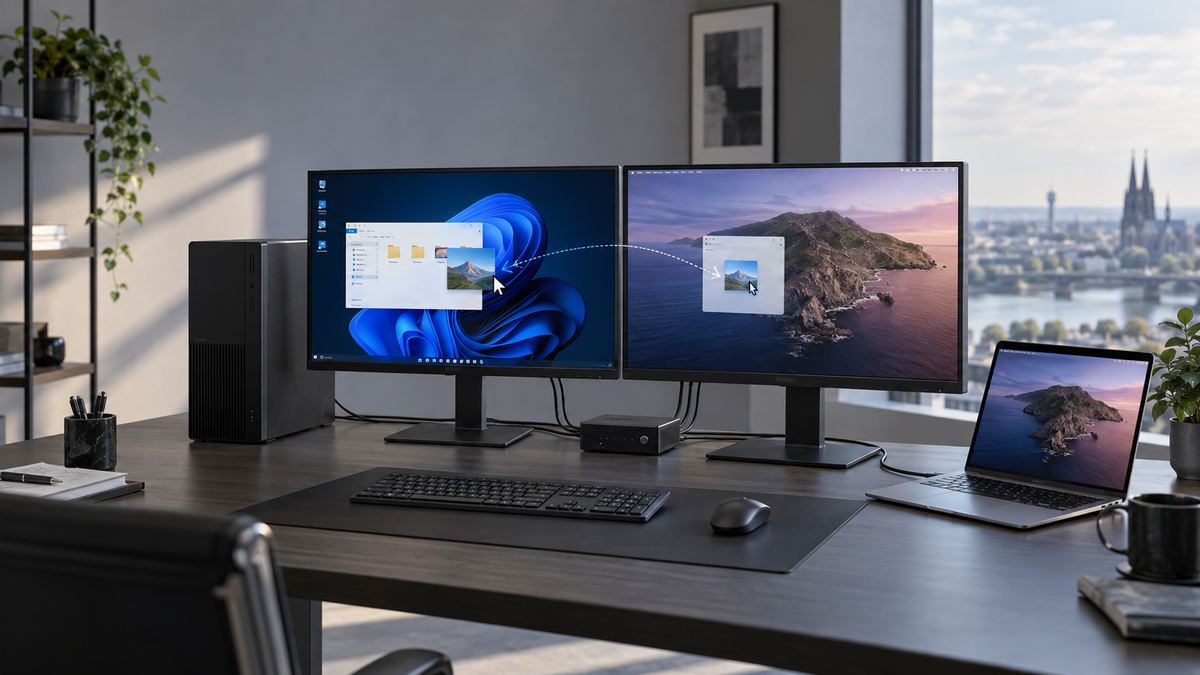 Zwei Computer, ein Workflow: Wie der DKS202-MC24 Anzeige, Steuerung und Datenaustausch verbindet