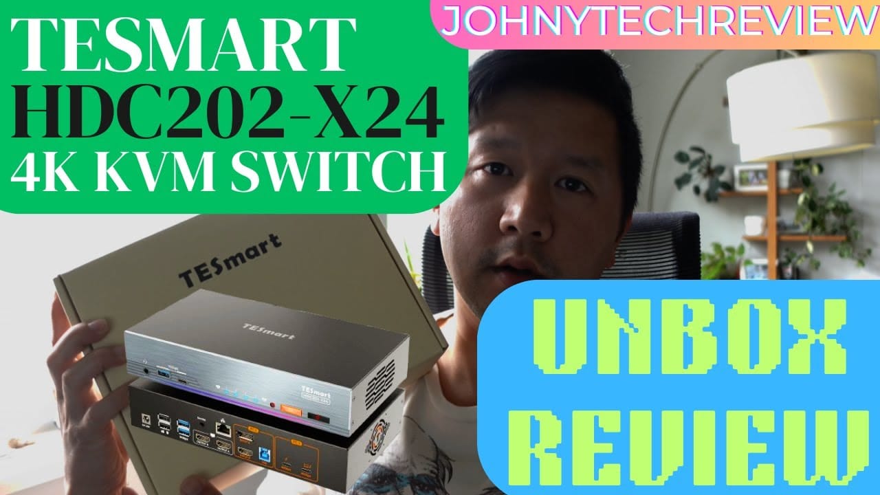 Laden Sie das Video: TESmart HDC202-X24 Thunderbolt 4K Dual Monitor KVM Review – Profi-Grade Schnellumschaltung für Mac und PC