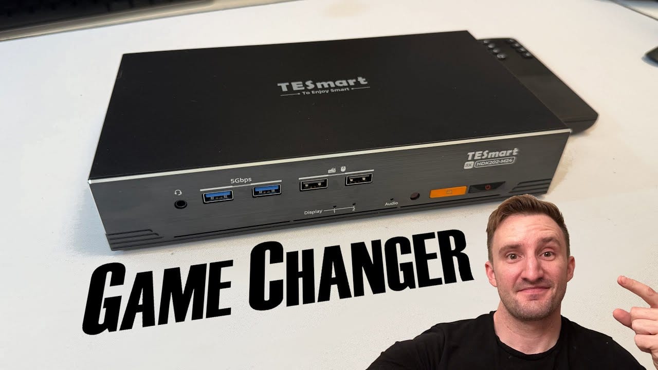 Laden Sie das Video: 2 Bildschirme, 2 Computer, KEIN Kabelsalat – TESmart KVM (HDK202-M24-USBK)