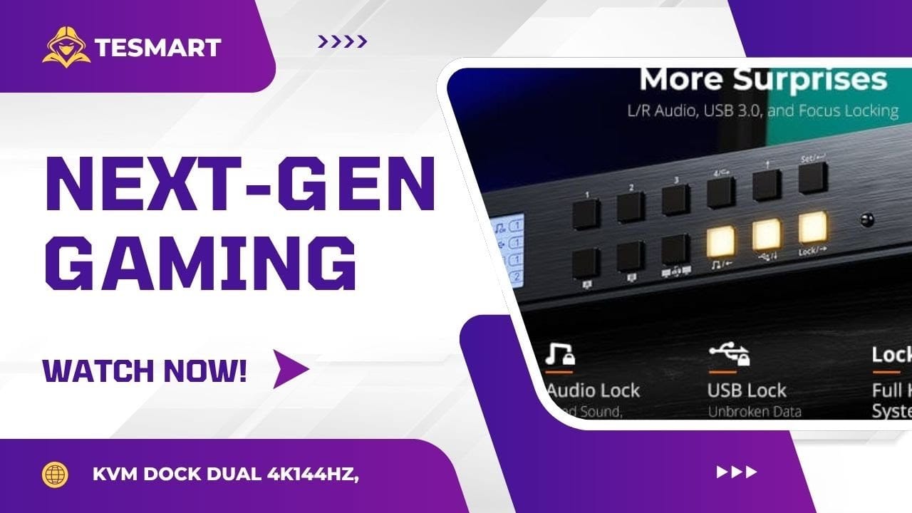 Laden Sie das Video: Nächstes Gaming-KVM-Dock? Dual 4K144Hz, Dynamic HDR, VRR | TESmart HDK402-M24