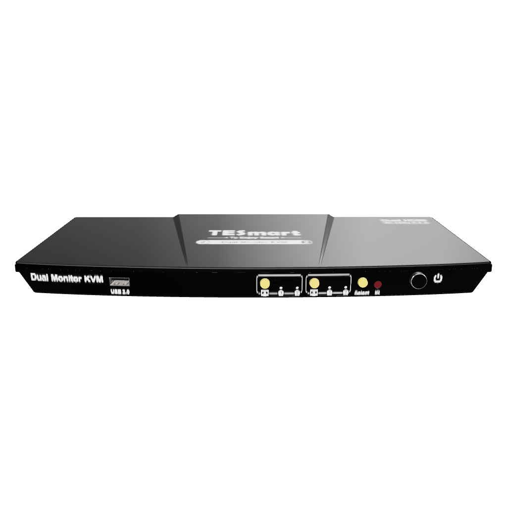 2 Port Dual Monitor KVM Switch HDMI 4K30Hz med USB 2.0 Hub &amp; Audio I/O