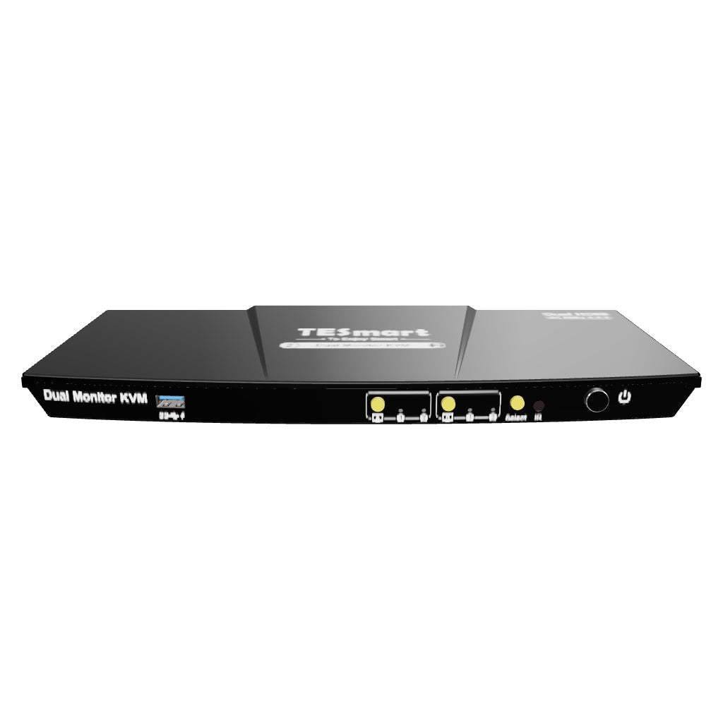 2 Port Dual Monitor KVM Switch HDMI 4K60Hz med USB 3.0 Hub & Audio I/O