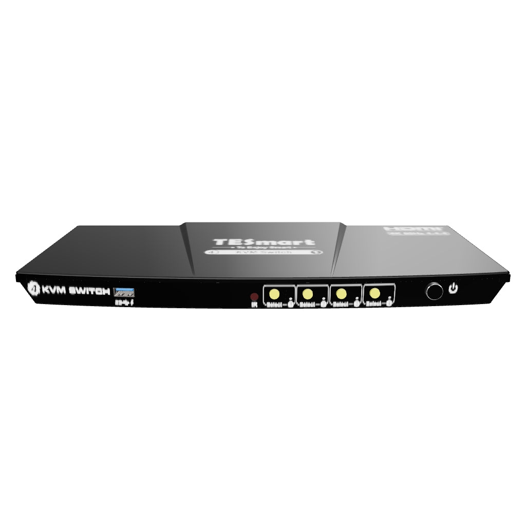 Trealamh Lasc 4 Port KVM HDMI 4K60Hz le Stáisiún Á Chur USB 3.0, 4 ríomhaire 1 Monatóir