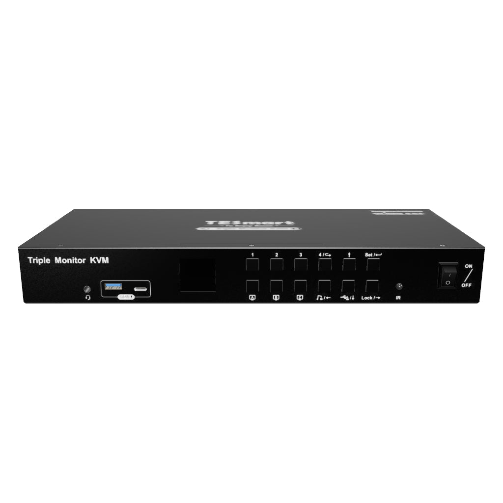 4-portars KVM-switch med tre skärmar HDMI 4K@60Hz med USB-hubb