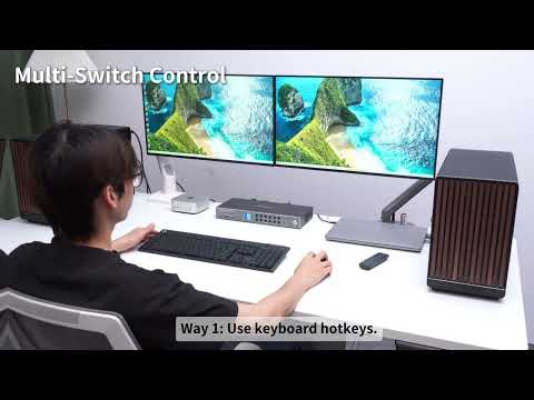 DP 1.4 Dual 8K@60Hz KVM-Switch mit Netzwerk-Hub &amp; Smart EDID – für IT-Profis, Kreative &amp; Multi-PC-Setups