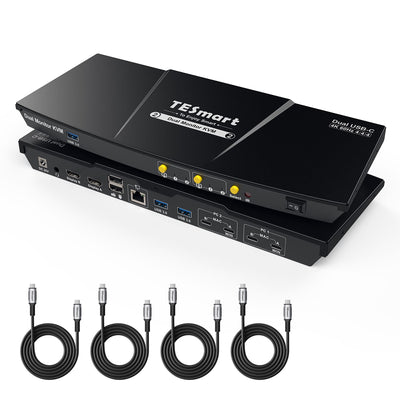 TESmart CKS202-P23-EUBK-N Dual Monitor KVM Switch Dual-Monitor-USB-C-KVM-Dockingstation-Kit - 4K60Hz, MST, EDID für 2 Laptops 10652805092291 USB-C KVM-Switch Dual-Monitor – 2 Laptops, 4K60Hz, MST, EDID | TESmart EU Plug
