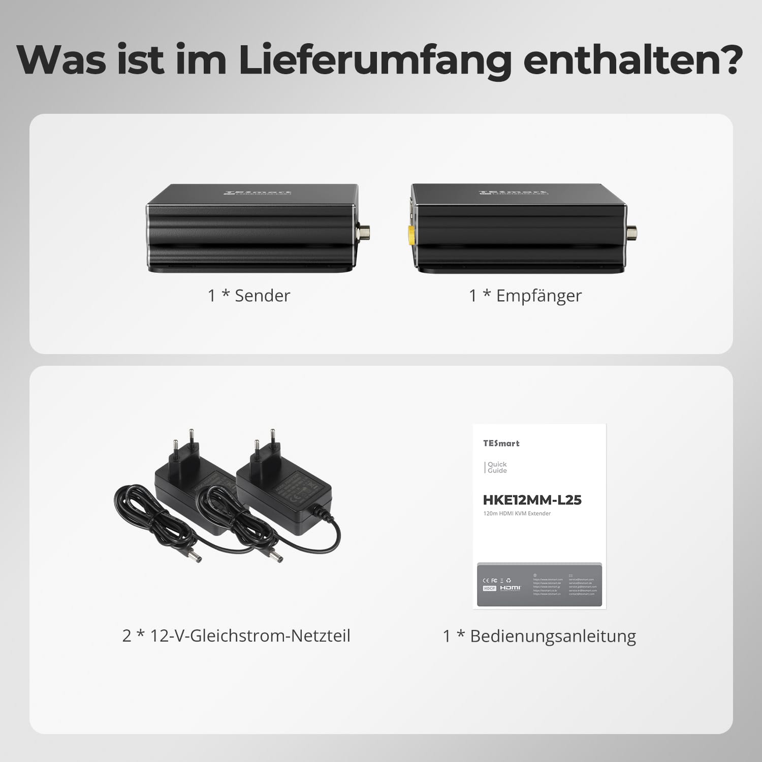 TESmart.DE 120m 1080P HDMI KVM Extender mit PoE &amp; Vierfach-Bildschirm-Kreuzsteuerung über CAT5e/6 Kabel 120m 1080P HDMI KVM Extender mit PoE &amp; Vierfach-Bildschirm-Kreuzsteuerung über CAT5e/6 Kabel