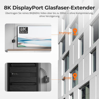 TESmart.DE DKE30SS-M25-EUBK 300M Fiber DP Extender 8K@60Hz / 4K@240Hz verlustfrei über Glasfaser 10617230232377 300M Fiber DP Extender 8K@60Hz / 4K@240Hz verlustfrei über Glasfaser