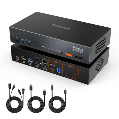 TESmart.DE HDC202-X24-EUBK KVM Switch Dual 4K60Hz Thunderbolt™ 4 KVM-Dock für 1 Laptop &amp; 1 Desktop – EDID, Gaming &amp; Hybrides Home-Office 10652805090792 2-Port Thunderbolt 4 Dual-Monitor KVM-Switch 4K60Hz, EDID &amp; 60W PD | TESmart