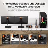 TESmart.DE HDC202-X24-EUBK KVM Switch Dual 4K60Hz Thunderbolt™ 4 KVM-Dock für 1 Laptop & 1 Desktop – EDID, Gaming & Hybrides Home-Office 10652805090792 2-Port Thunderbolt 4 Dual-Monitor KVM-Switch 4K60Hz, EDID & 60W PD | TESmart