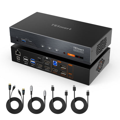 TESmart.DE HDC203-PM24-EUBK NEW Triple 4K60Hz DisplayLink® Hybrid KVM Dockingstation – USB-C mit EDID &amp; 100W PD für 2 PCs (Mac &amp; Desktop) 10652805092246 2-Port Triple 4K60Hz USB-C KVM-Dock mit DisplayLink® – Für Mac | TESmart
