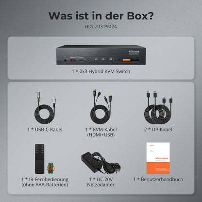 TESmart.DE HDC203-PM24-EUBK Triple 4K60Hz DisplayLink® Hybrid KVM Dockingstation – USB-C mit EDID &amp; 100W PD für 2 PCs (Mac &amp; Desktop) 10652805092246 Triple 4K60Hz DisplayLink® Hybrid KVM Dockingstation – USB-C mit EDID &amp; 100W PD für 2 PCs (Mac &amp; Desktop)