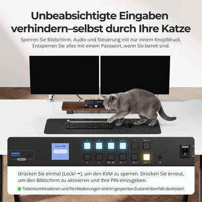 TESmart.DE HDC402-P23-EUBK Dual Monitor KVM Switch Dual-Monitor-Hybrid USB-C/HDMI/DP 4K60Hz KVM-Switch Pro-Hub für 2 Laptops & 2 PCs, mit MST-Modus, EDID-Emulation, Gigabit-LAN und Dual-Ladefunktion 4-Port Dual 4K60Hz Hybrid KVM-Switch für 4 PCs & 2 Monitore | TESmart