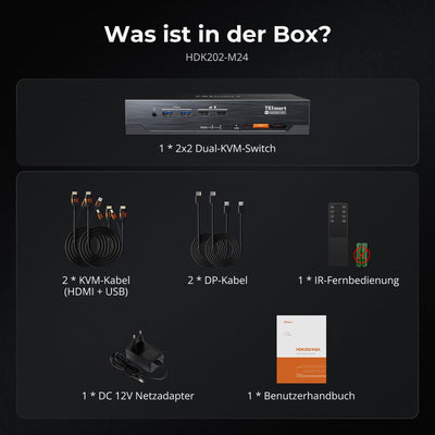 TESmart.DE HDK202-M24-EUBK HDMI 2.1 & DP 1.4 Dual 4K144Hz KVM-Switch Gaming-Dock für 2 PCs und 2 Monitore, mit ADI-Chip, EDID, VRR, FVA, ALLM und Dynamic HDR 10652805090761 HDMI 2.1 & DP 1.4 Dual 4K144Hz VRR KVM-Dock für 2 PCs und 2 Monitore, ADI-Chip, EDID, HDR EU Plug
