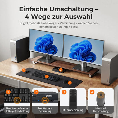 TESmart.DE HDK202-M24-EUBK KVM Switch HDMI 2.1 &amp; DP 1.4 Dual 4K144Hz KVM-Switch Gaming-Dock für 2 PCs und 2 Monitore, mit ADI-Chip, EDID, VRR, FVA, ALLM und Dynamic HDR 10652805090761 Dual 4K144Hz HDMI 2.1 &amp; DP 1.4 KVM-Switch mit VRR, EDID &amp; HDR | TESmart EU Plug