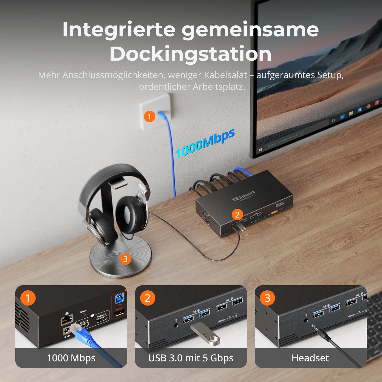 TESmart.DE HDK202-M24-EUBK KVM Switch HDMI 2.1 &amp; DP 1.4 Dual 4K144Hz KVM-Switch Gaming-Dock für 2 PCs und 2 Monitore, mit ADI-Chip, EDID, VRR, FVA, ALLM und Dynamic HDR 10652805090761 Dual 4K144Hz HDMI 2.1 &amp; DP 1.4 KVM-Switch mit VRR, EDID &amp; HDR | TESmart EU Plug