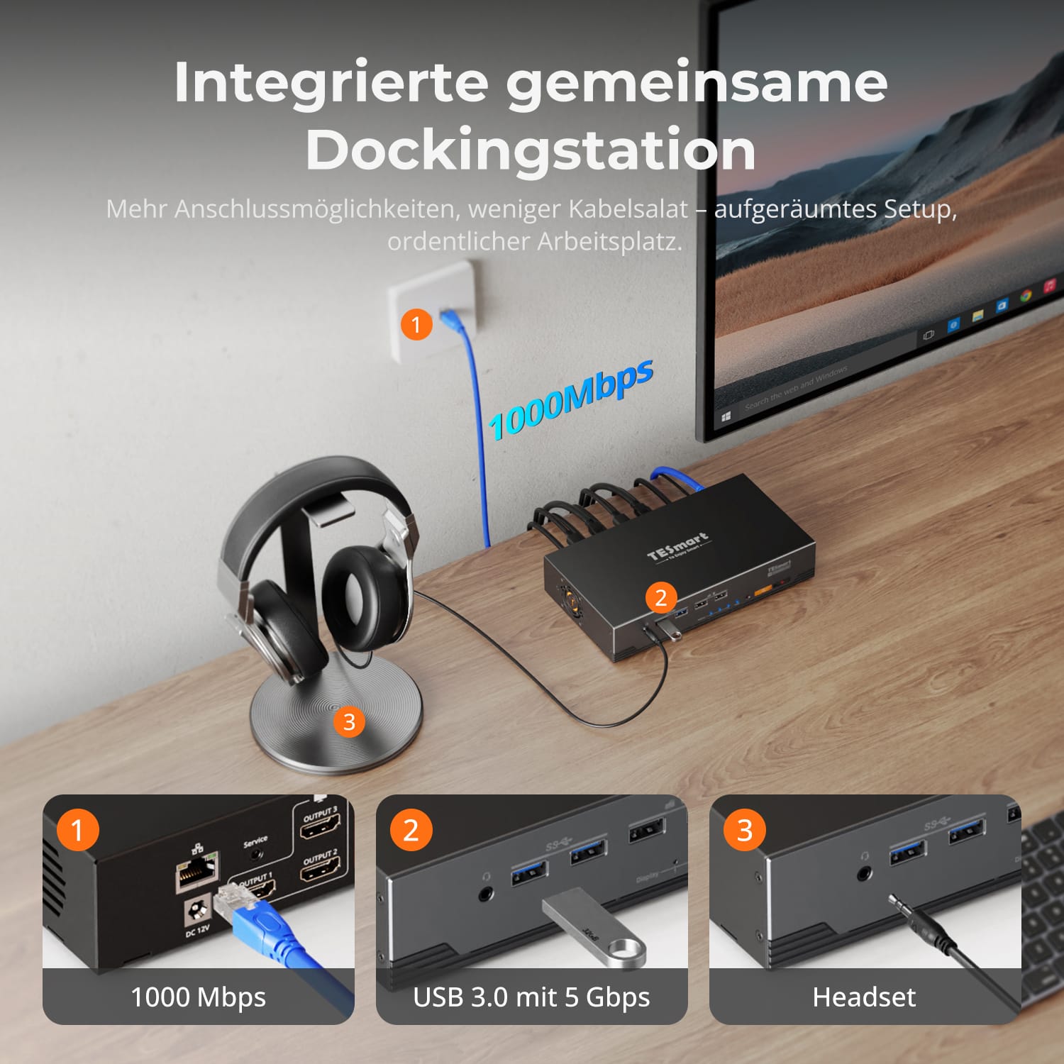 TESmart.DE HDK203-M24-EUBK KVM Switch HDMI 2.1 &amp; DP 1.4 Triple 4K144Hz KVM Switch Gaming-Dockingstation für 2 PCs &amp; 3 Monitore, mit ADI-Chip, EDID, VRR, FVA, ALLM und Dynamischem HDR 10652805090778 Dual 4K144Hz HDMI 2.1 &amp; DP 1.4 KVM-Switch für 2 PCs &amp; 3 Monitore | TESmart EU Plug