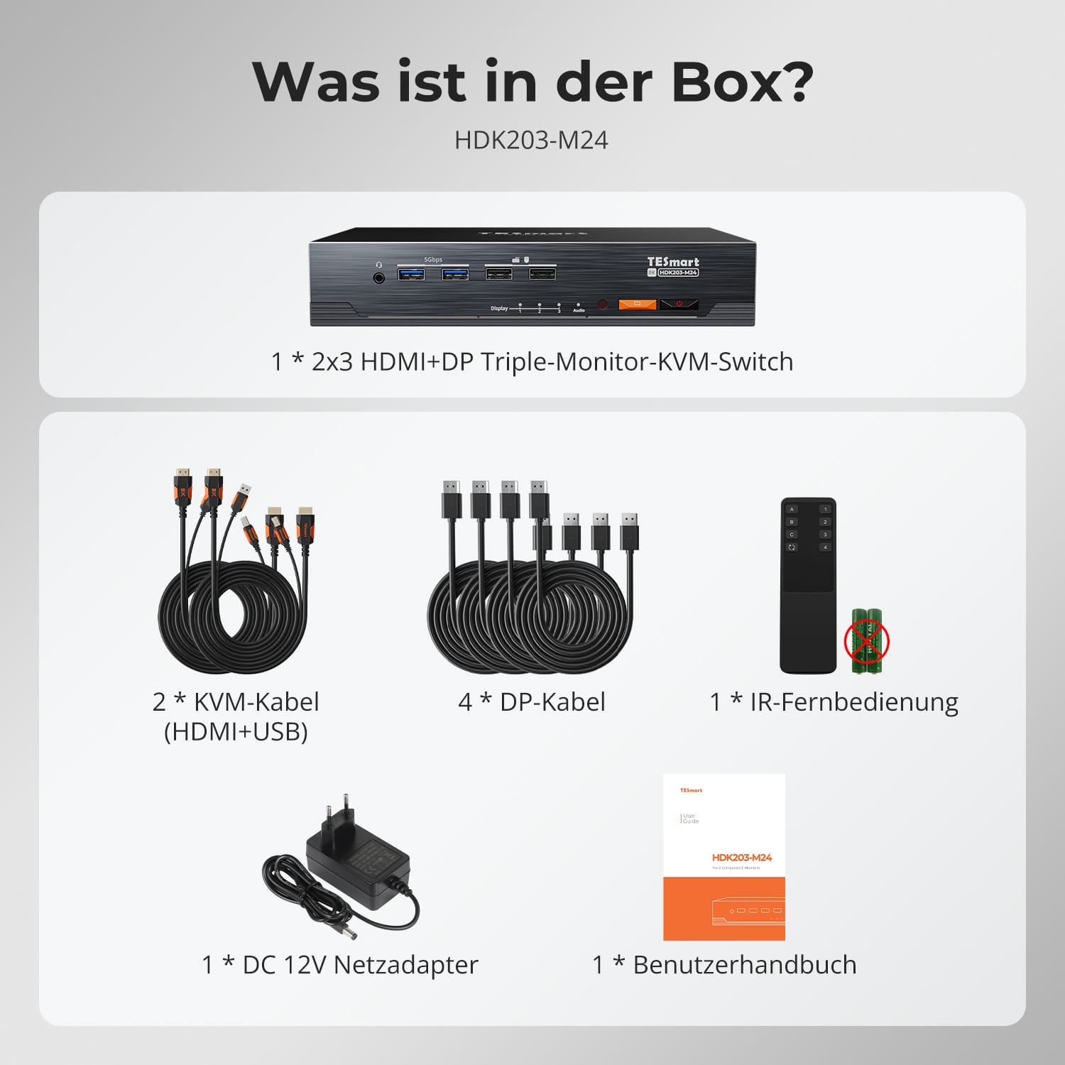 TESmart.DE HDK203-M24-EUBK KVM Switch HDMI 2.1 &amp; DP 1.4 Triple 4K144Hz KVM Switch Gaming-Dockingstation für 2 PCs &amp; 3 Monitore, mit ADI-Chip, EDID, VRR, FVA, ALLM und Dynamischem HDR 10652805090778 Dual 4K144Hz HDMI 2.1 &amp; DP 1.4 KVM-Switch für 2 PCs &amp; 3 Monitore | TESmart EU Plug