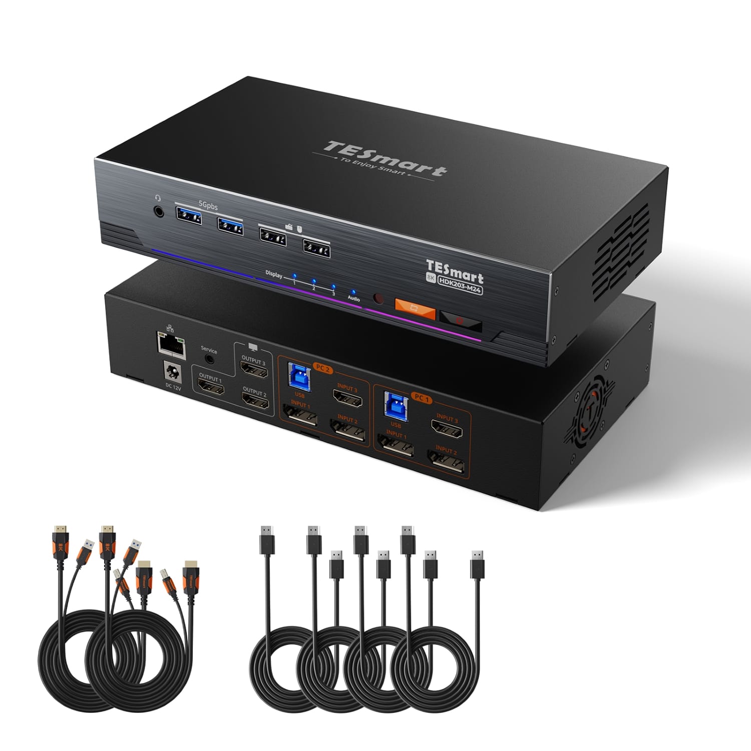 TESmart.DE HDK203-M24-EUBK KVM Switch HDMI 2.1 &amp; DP 1.4 Triple 4K144Hz KVM Switch Gaming-Dockingstation für 2 PCs &amp; 3 Monitore, mit ADI-Chip, EDID, VRR, FVA, ALLM und Dynamischem HDR 10652805090778 Dual 4K144Hz HDMI 2.1 &amp; DP 1.4 KVM-Switch für 2 PCs &amp; 3 Monitore | TESmart EU Plug