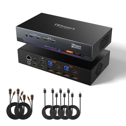 TESmart.DE HDK203-M24-EUBK KVM Switch HDMI 2.1 &amp; DP 1.4 Triple 4K144Hz KVM Switch Gaming-Dockingstation für 2 PCs &amp; 3 Monitore, mit ADI-Chip, EDID, VRR, FVA, ALLM und Dynamischem HDR 10652805090778 Dual 4K144Hz HDMI 2.1 &amp; DP 1.4 KVM-Switch für 2 PCs &amp; 3 Monitore | TESmart EU Plug