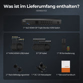 TESmart.DE HDK403-P23-EUBK HDMI 2.0 & DP 1.2 Triple Monitor KVM-Switch 4K60Hz mit USB 3.0 Hub, Headset, Audio & Mikrofon HDMI 2.0 & DP 1.2 Triple 4K60 KVM-Switch für 4 PCs & 3 Monitore, USB 3.2 Gen 1, Hotkey-Unterstützung, IR-Fernbedienung, USB-Laden