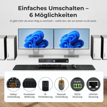 TESmart.DE HDK802-M24-EUBK HDMI 2.1 &amp; DP 1.4 Dual 8K60Hz KVM-Switch für 8 PCs &amp; 2 Monitore, mit ADI-Chip, EDID, VRR, FVA, ALLM und Dynamic HDR 10617230232520 HDMI 2.1 &amp; DP 1.4 Dual 8K60Hz KVM-Switch für 8 PCs &amp; 2 Monitore, mit ADI-Chip, EDID, VRR, FVA, ALLM und Dynamic HDR EU Plug