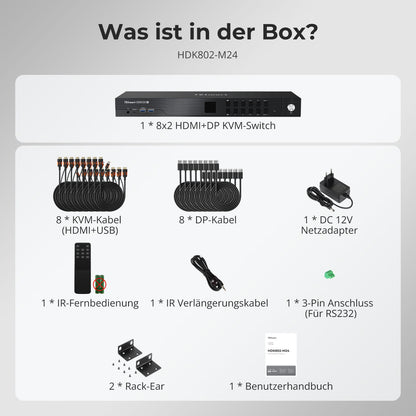 TESmart.DE HDK802-M24-EUBK HDMI 2.1 &amp; DP 1.4 Dual 8K60Hz KVM-Switch für 8 PCs &amp; 2 Monitore, mit ADI-Chip, EDID, VRR, FVA, ALLM und Dynamic HDR 10617230232520 HDMI 2.1 &amp; DP 1.4 Dual 8K60Hz KVM-Switch für 8 PCs &amp; 2 Monitore, mit ADI-Chip, EDID, VRR, FVA, ALLM und Dynamic HDR EU Plug