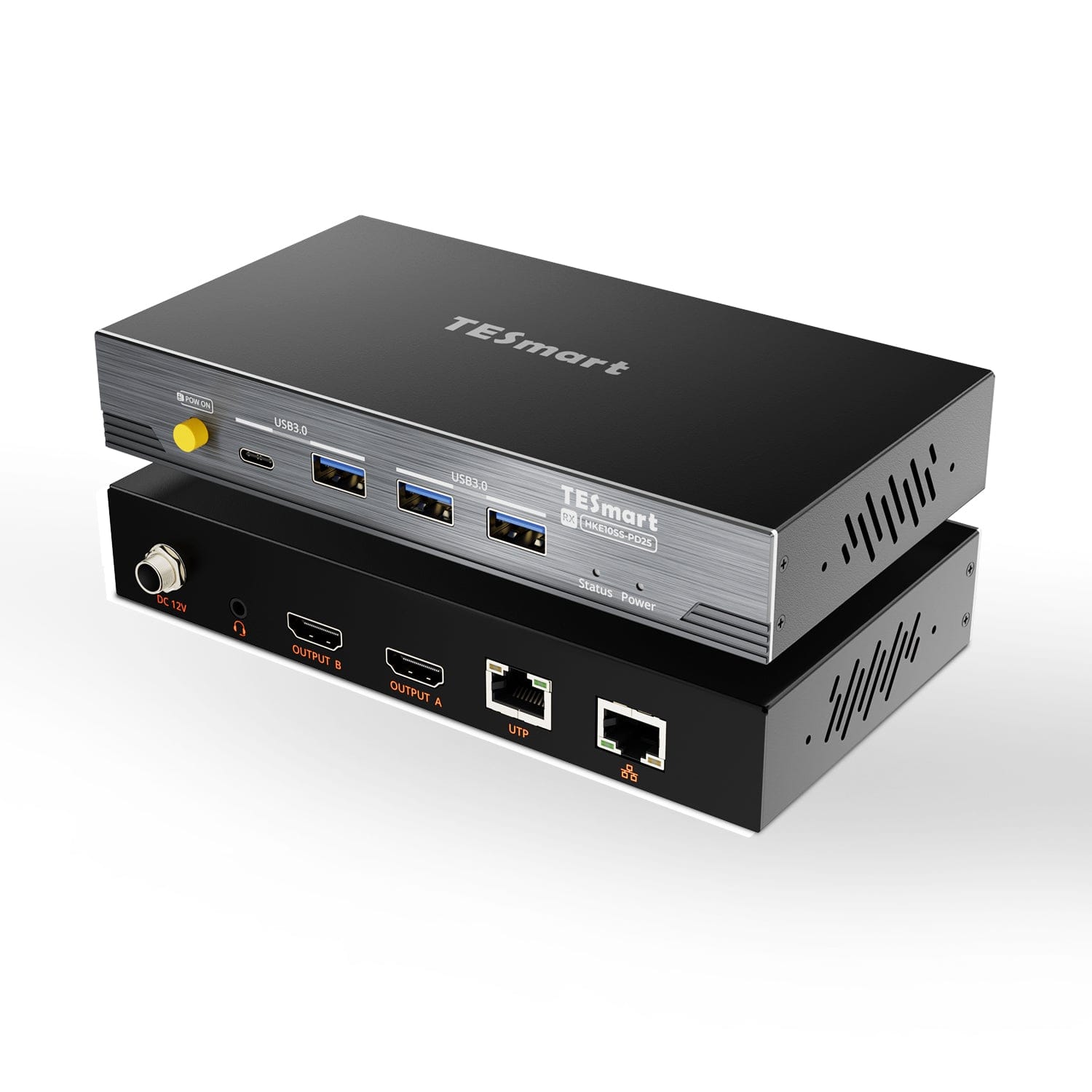 TESmart.DE HKE10SS-PD25-EUBK 100M Dual 4K60 KVM Extender über ein einzelnes Cat6a-Kabel für Remote-Arbeitsplätze &amp; Gaming 10617230232360 100M Dual 4K60 KVM Extender über ein einzelnes Cat6a-Kabel für Remote-Arbeitsplätze &amp; Gaming