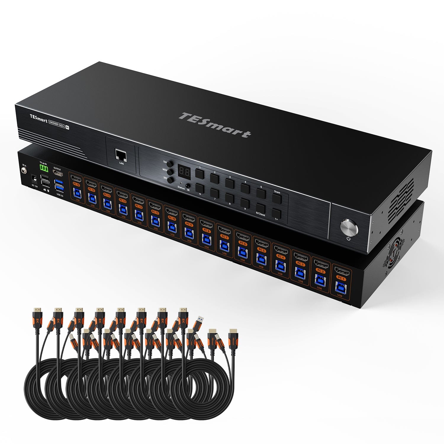 TESmart.DE HKS1601-M24-EUBK 16-fach 8K60Hz HDMI 2.1 KVM Switch – Multi-Control, USB 3.2 Gen1 (5 Gbit/s) &amp; Smart Modes für Profi-Studios und Multi-PC-Setups 10652805092345 16-fach 8K60Hz HDMI 2.1 KVM Switch – Multi-Control, USB 3.2 Gen1 (5 Gbit/s) &amp; Smart Modes für Profi-Studios und Multi-PC-Setups