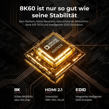 TESmart.DE HKS201-M24-EUBK KVM Switch 8K60Hz HDMI 2.1 2x1 KVM-Switch Pro-Hub für 2 PCs, mit EDID-Emulation, Gigabit-LAN, Dual-Ladefunktion &amp; USB 3.2 Gen 1 10652805091171  8K60Hz 2×1 HDMI KVM-Switch für 2 PCs – EDID, LAN &amp; USB 3.2 | TESmart