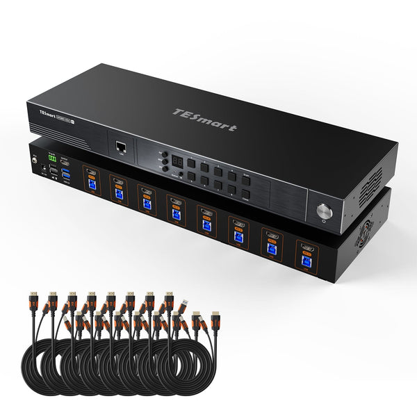 TESmart.DE HKS801-M24-EUBK HDMI 2.1 8K60Hz 8x1 KVM-Switch für 8 PCs und 1 Monitor, mit ADI-Chip, EDID-Emulator, VRR, FVA, ALLM, 48 Gbps und Dynamic HDR 10652805091980 HDMI 2.1 8K60Hz 8x1 KVM-Switch für 8 PCs und 1 Monitor, mit ADI-Chip, EDID, VRR, FVA, ALLM, HDR