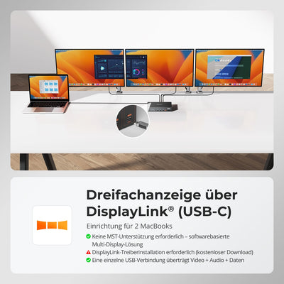TESmart.DE NEW USB-C KVM 2 Computer 3 Monitore mit DisplayLink – 4K60, 65W PD | TESmart USB-C KVM 2 Computer 3 Monitore mit DisplayLink – 4K60, 65W PD | TESmart