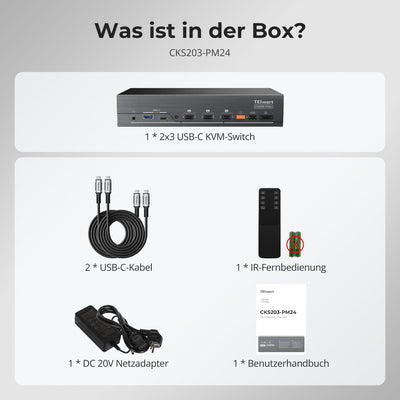 TESmart.DE NEW USB-C KVM 2 Computer 3 Monitore mit DisplayLink – 4K60, 65W PD | TESmart USB-C KVM 2 Computer 3 Monitore mit DisplayLink – 4K60, 65W PD | TESmart