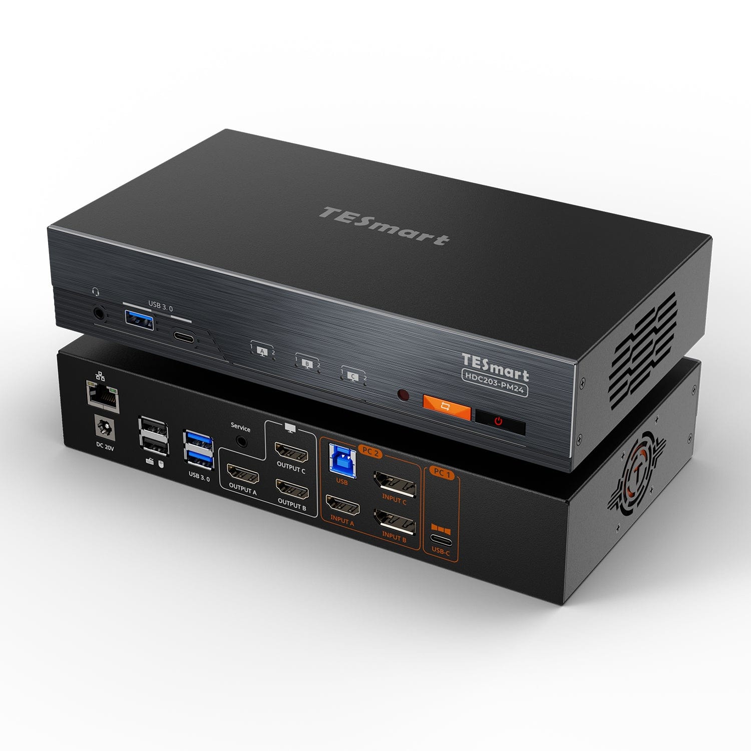 TESmart Triple Monitor KVM 本体 Triple-Monitor 4K60 Hz Hybrid-KVM-Switch mit DisplayLink