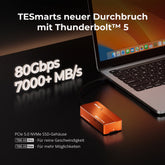 TESmart.DE TBE‑X5 Pro & Max — Dual 80 Gbps PCIe 5.0 SSD‑Gehäuse · Bis zu 7000 MB/s TBE‑X5 Pro & Max — Dual 80 Gbps PCIe 5.0 SSD‑Gehäuse · Bis zu 7000 MB/s